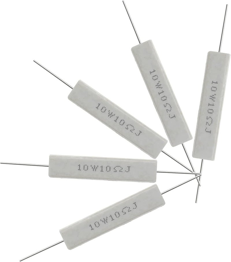 Jersvimc 10PCS 10W 10 Ohm Ceramic Resistor, Power Resistor Assortment Cement Resistor Kit Wirewound Resistor - Image 1
